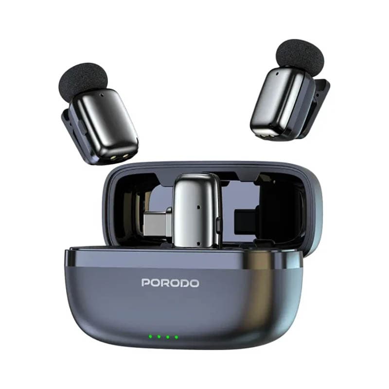 میکروفن یقه ای بیسیم 2عددی بهمراه کیس شارژ پرودو Porodo LavaLier Microphone Type-C PDLFST188 — تصویر ۲