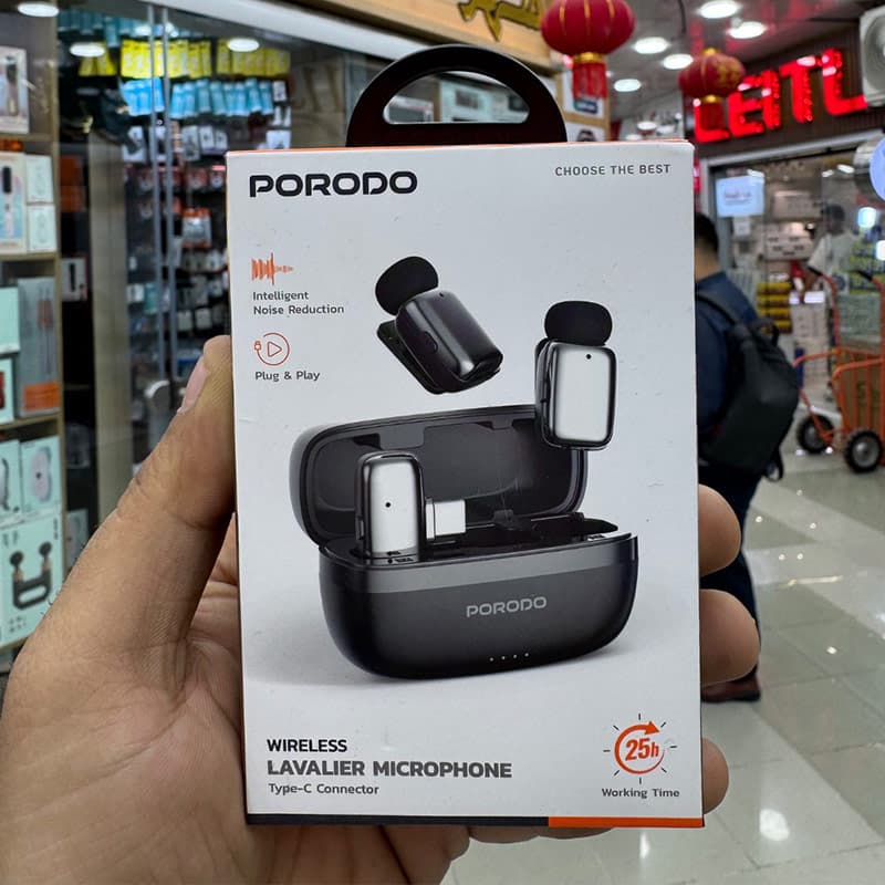 میکروفن یقه ای بیسیم 2عددی بهمراه کیس شارژ پرودو Porodo LavaLier Microphone Type-C PDLFST188 — تصویر ۵