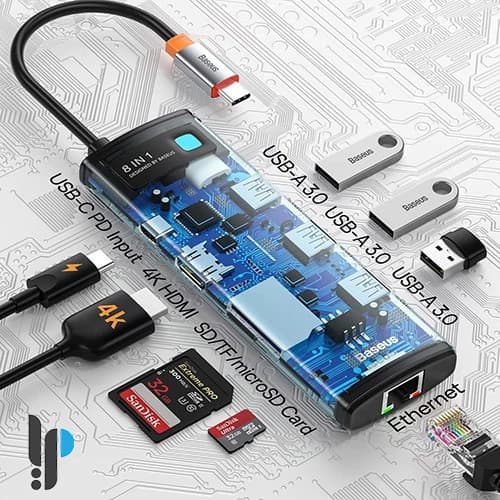 هاب 8 پورت USB-C بیسوس مدل CAHUB-CV0G — تصویر ۲