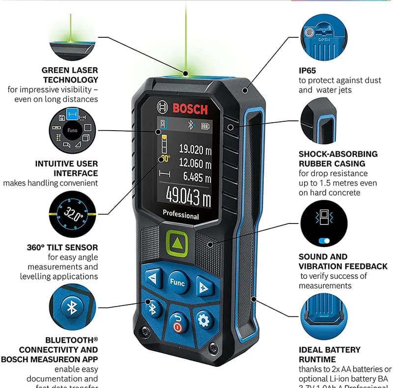 متر لیزری بوش مدل حرفه ای GLM 50-27 CG – Green Line Professional — تصویر ۳