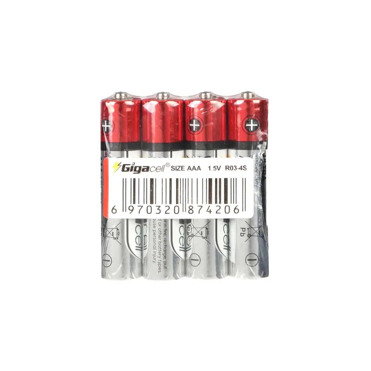 باتری نیم قلمی گیگاسل – AAA مدل R03-4S بسته 4 عددی