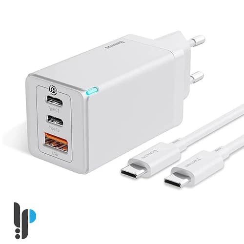 شارژر دیواری ۶۵ واتی بیسوس مدل Baseus GaN2 Pro Quick Charger 2C+U CCGAN2P