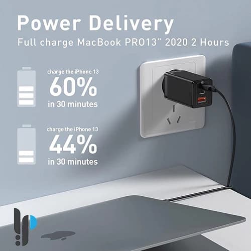 شارژر دیواری ۶۵ واتی بیسوس مدل Baseus GaN2 Pro Quick Charger 2C+U CCGAN2P — تصویر ۵