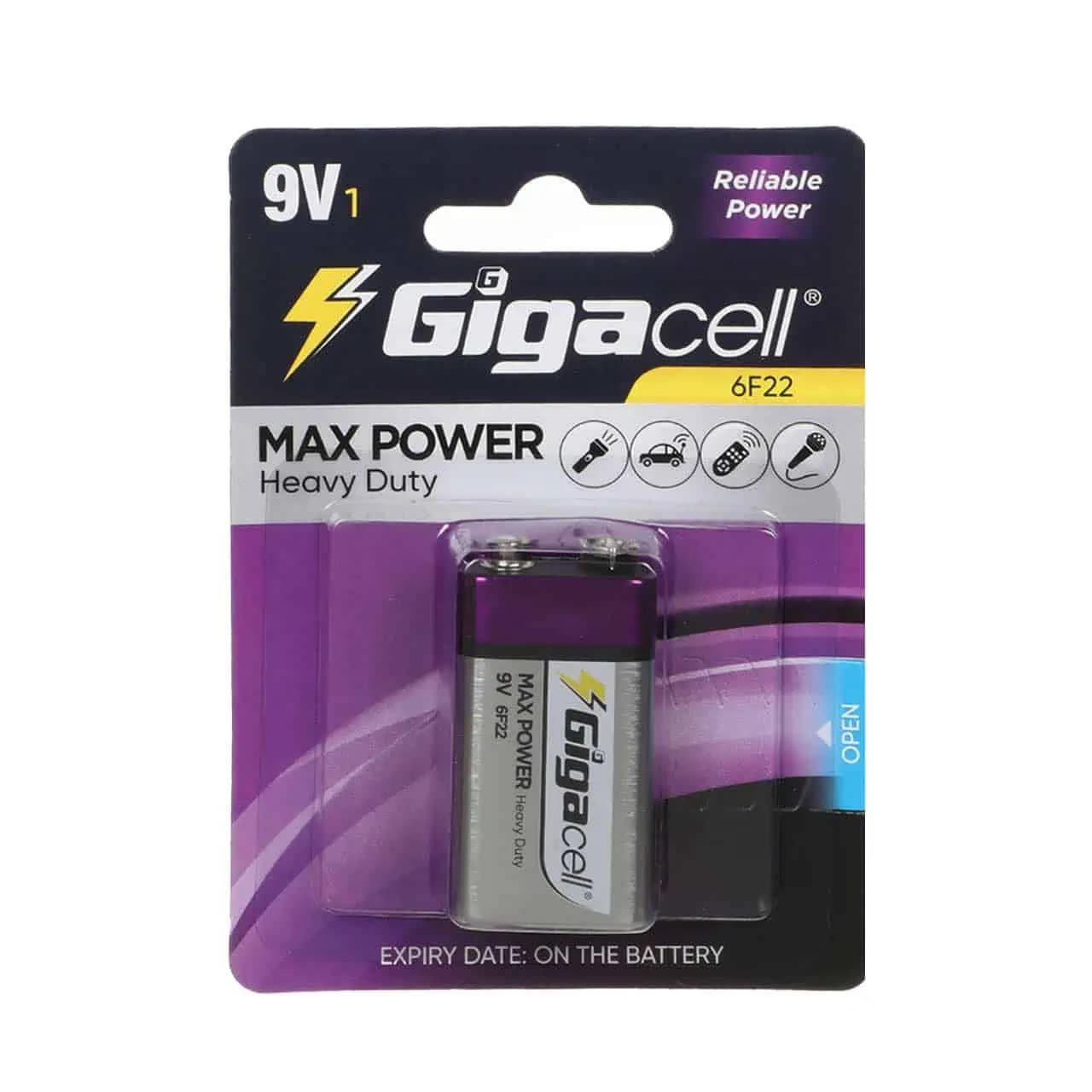 باتری کتابی گیگاسل Max Power Heavy duty – 9V مدل 6F22