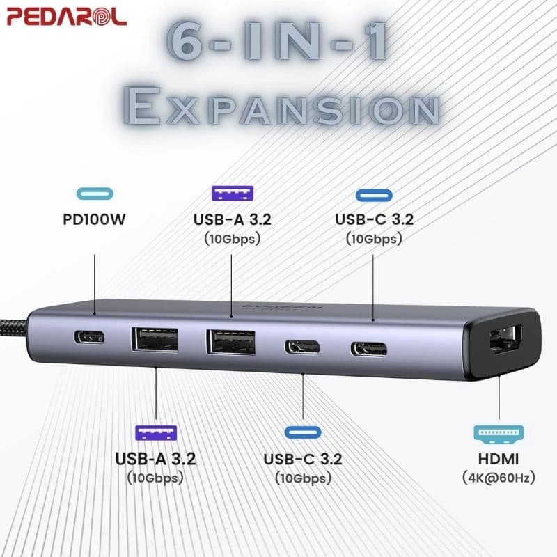 هاب 6 پورت USB-C یوگرین مدل CM511 کد 35999 — تصویر ۵