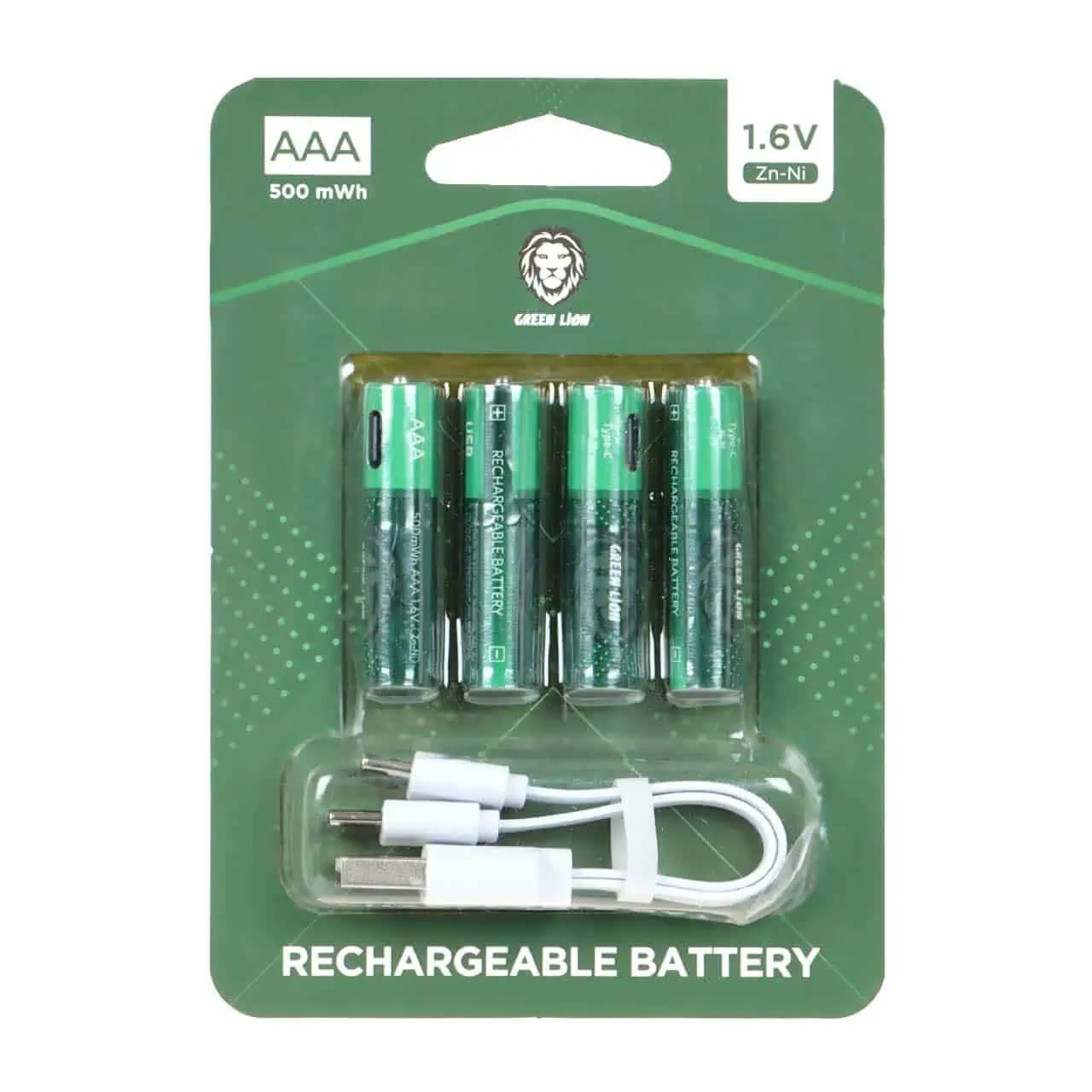 باتری نیم قلم قابل شارژ گرین لاین-AAA ظرفیت 500mah (بسته 4 عددی)
