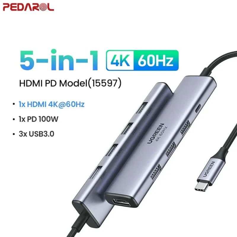 هاب 5 پورت USB-C یوگرین مدل CM511 کد 15597 — تصویر ۳