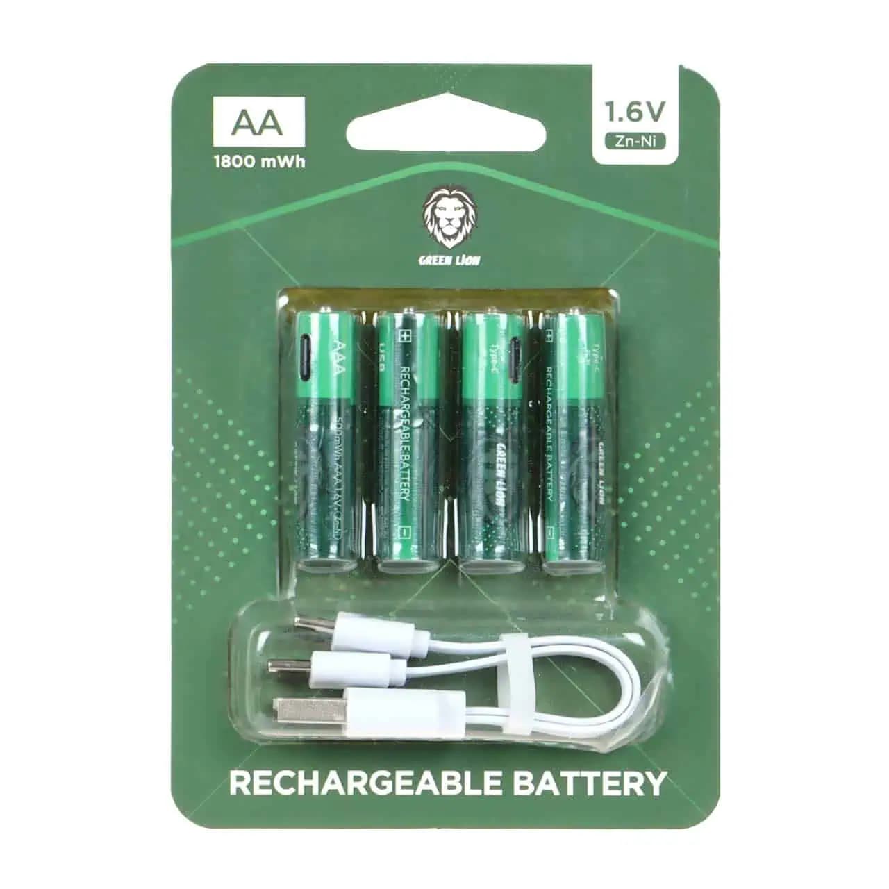 باتری قلم قابل شارژ گرین لاین – AA ظرفیت 1800mah (بسته 4 عددی)