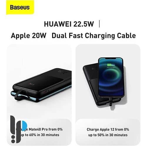 پاوربانک ۲۲.۵ واتی بیسوس مدل Baseus Elf Digital Display PPJL0100 ظرفیت ۱۰۰۰۰ میلی آمپر ساعت — تصویر ۳