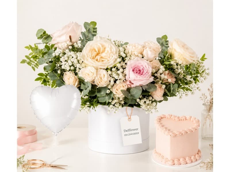 باکس گل و کیک ولنتاین برای مرد
