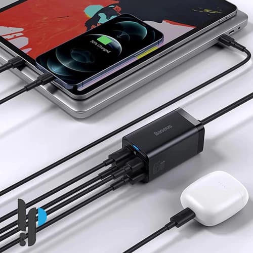 شارژر رومیزی ۴ پورتی ۶۵ واتی بیسوس مدل Baseus GaN3 Pro fast charger CCGP040101 — تصویر ۵