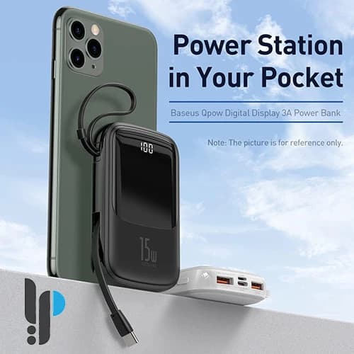 پاوربانک ۱۰۰۰۰ میلی‌آمپر ۱۵ واتی بیسوس مدل Baseus Qpow PPQD-A به‌همراه کابل USB-C — تصویر ۵