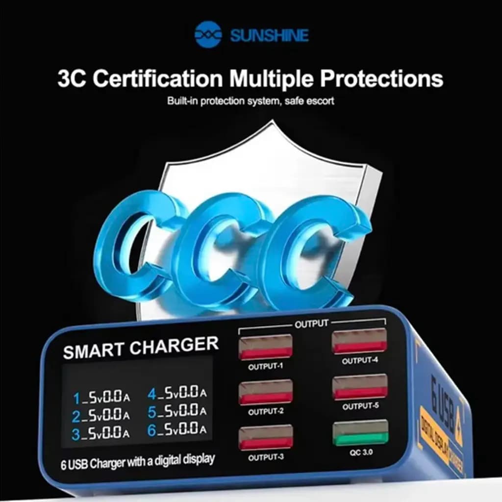 مولتی شارژ 6 پورت Sunshine SS-304Q طراحی جدید — تصویر ۴