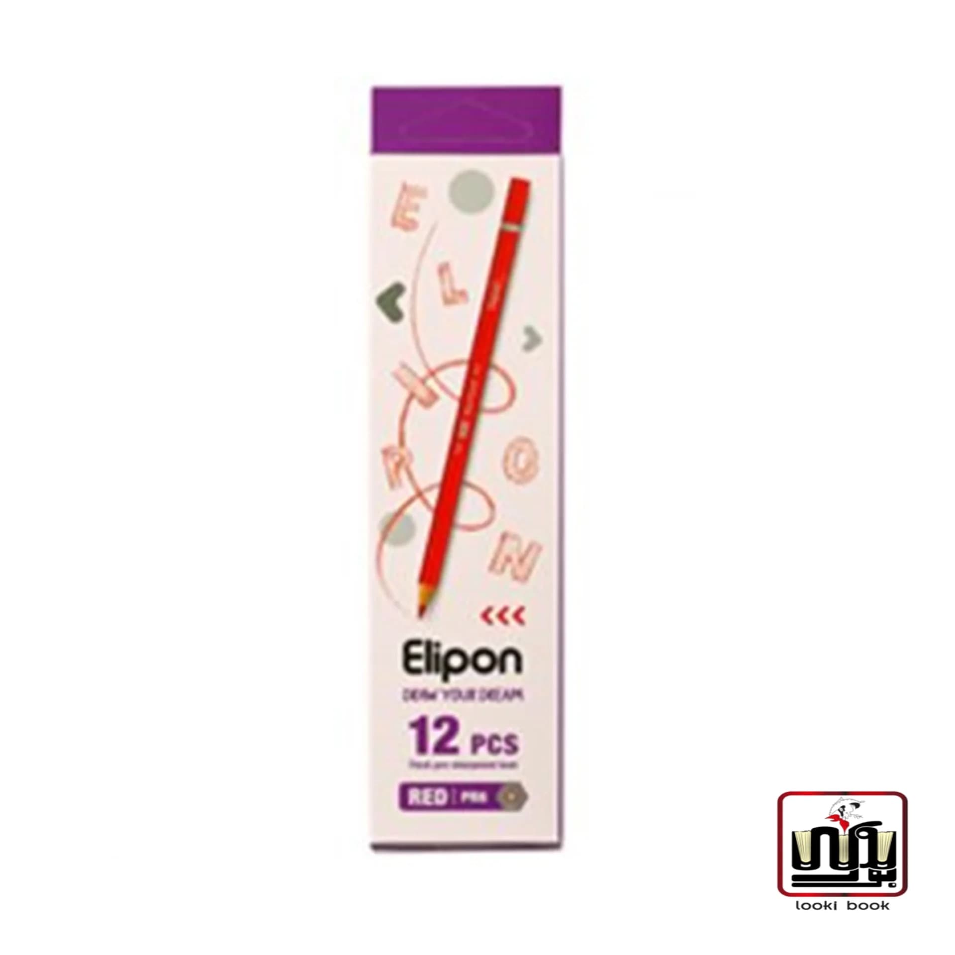 بسته مداد قرمز کلاسیک شش گوش 12 تایی کد 8110101-مدل pr6-Red copy penc الیپون