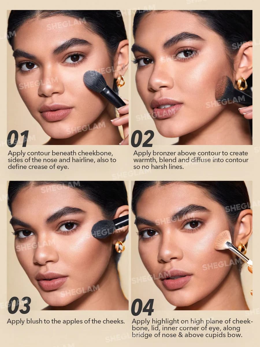 پالت کانتور و هایلایتر خشک شیگلم، STEREO FACE SIX مدل NUDE — تصویر ۲