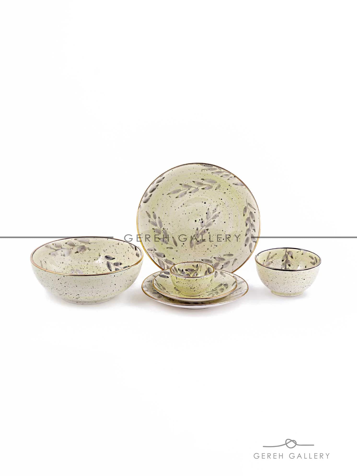 سرویس غذا خوری سرامیکی طرح شاخه زیتون سبز ( 6 نفره )