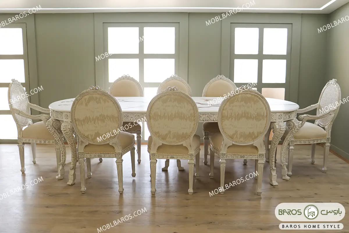 میز ناهارخوری سلطنتی الینا با صفحه طرح‌دار — تصویر ۴