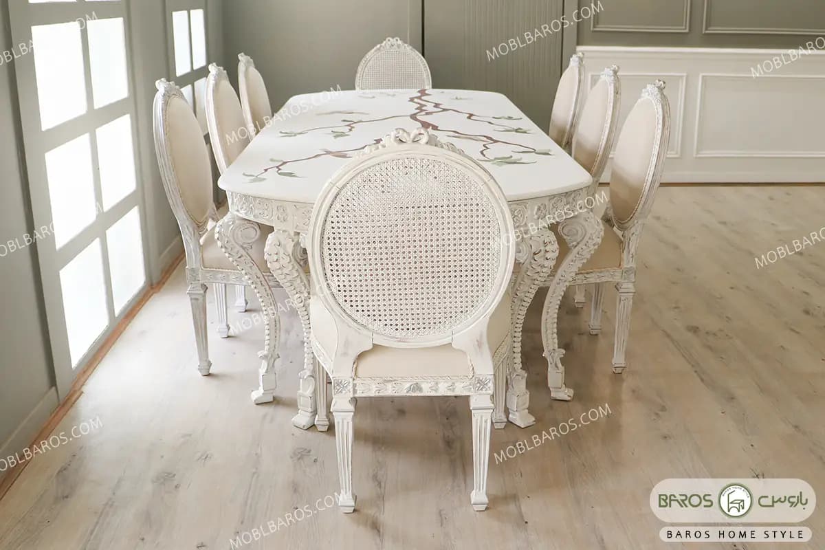 میز ناهارخوری سلطنتی الینا با صفحه طرح‌دار — تصویر ۲