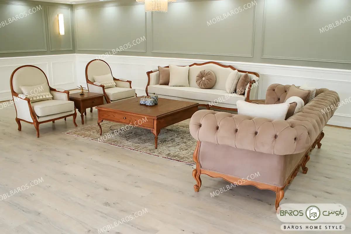 ست مبلمان چوبی چستر و نئوکلاسیک راشل کد ۲ — تصویر ۳