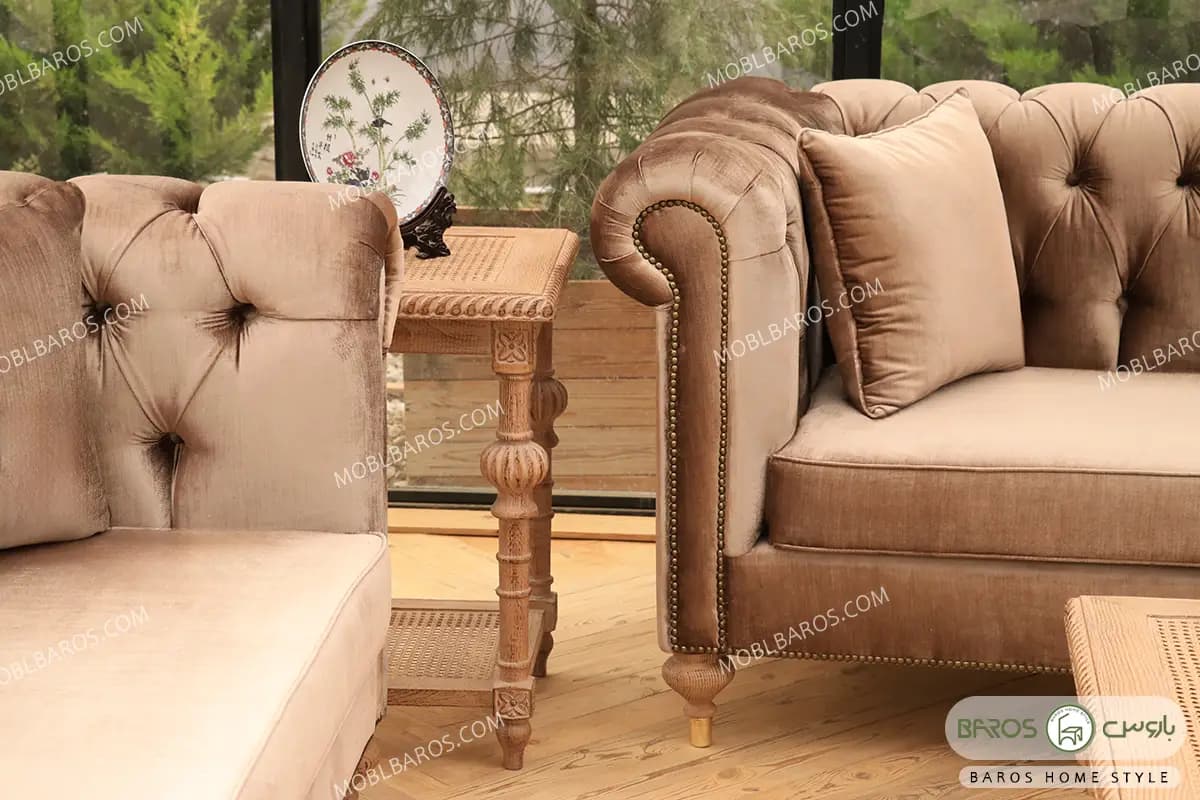 مبل کلاسیک کاجی و چستر دسته پی — تصویر ۳
