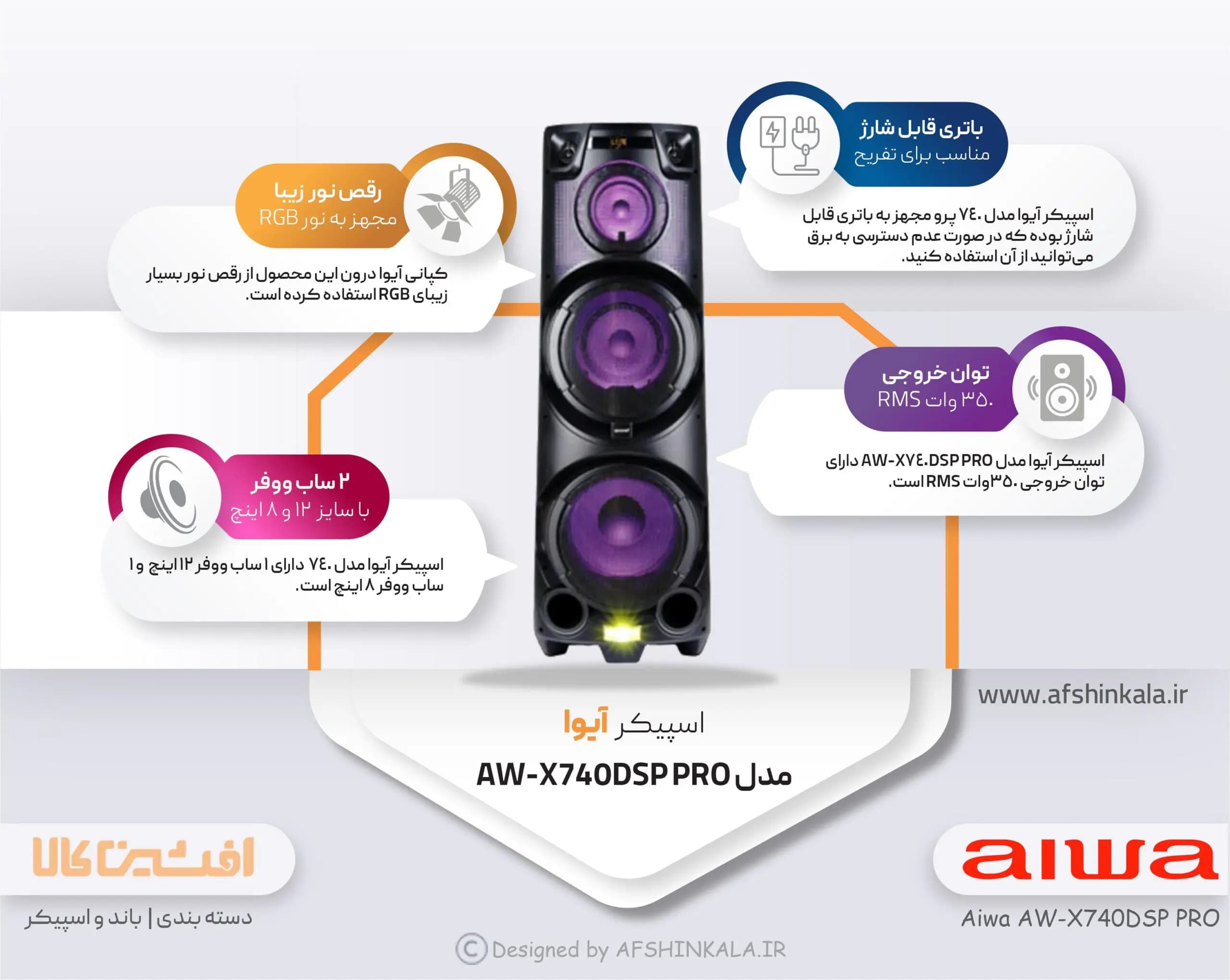 اسپیکر آیوا مدل 740 پرو (AW-X740DSP PRO) — تصویر ۶