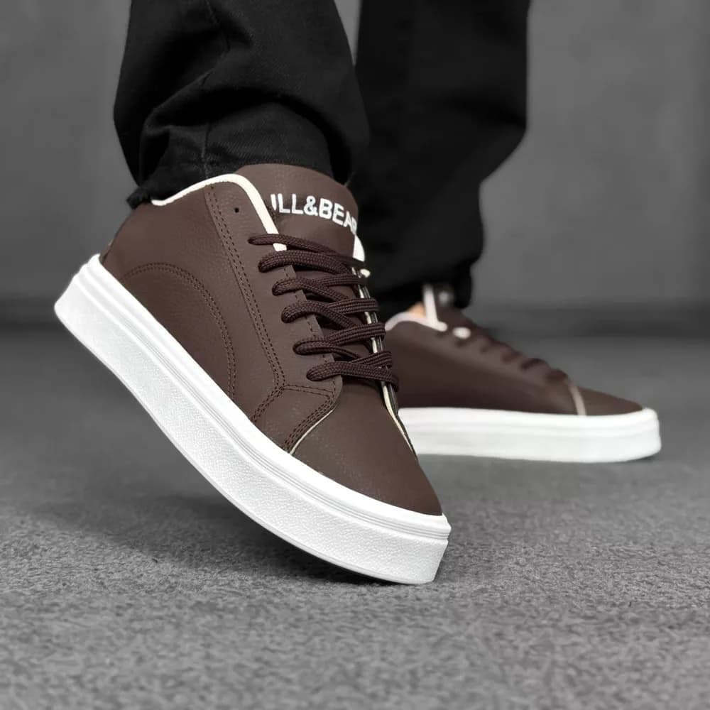 کتانی میانه ونس PULL&BEAR قهوه ای کد 30744 — تصویر ۲