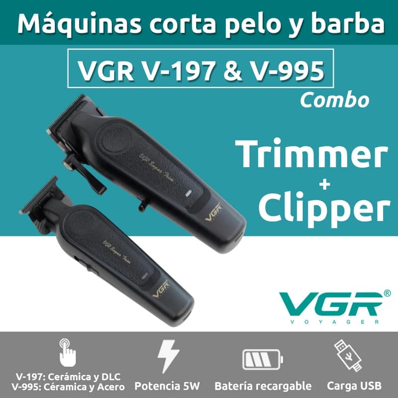 ماشین اصلاح وی جی ار مدل V-197 ،995 مجموعه 2 عددی — تصویر ۳