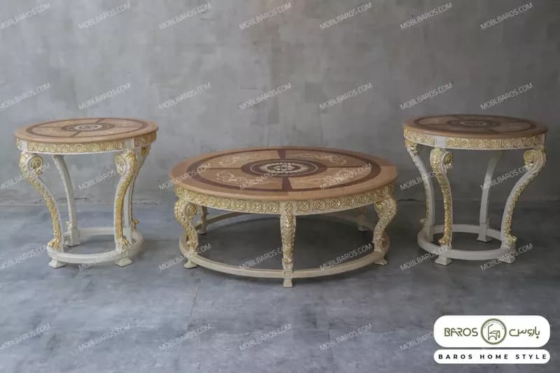 میز جلومبلی و عسلی مدل الینا با صفحه معرق
