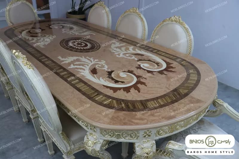 میز ناهارخوری سلطنتی الینا با صفحه معرق — تصویر ۸