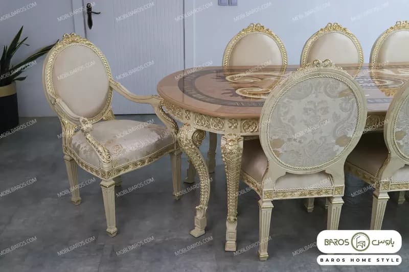 میز ناهارخوری سلطنتی الینا با صفحه معرق — تصویر ۲