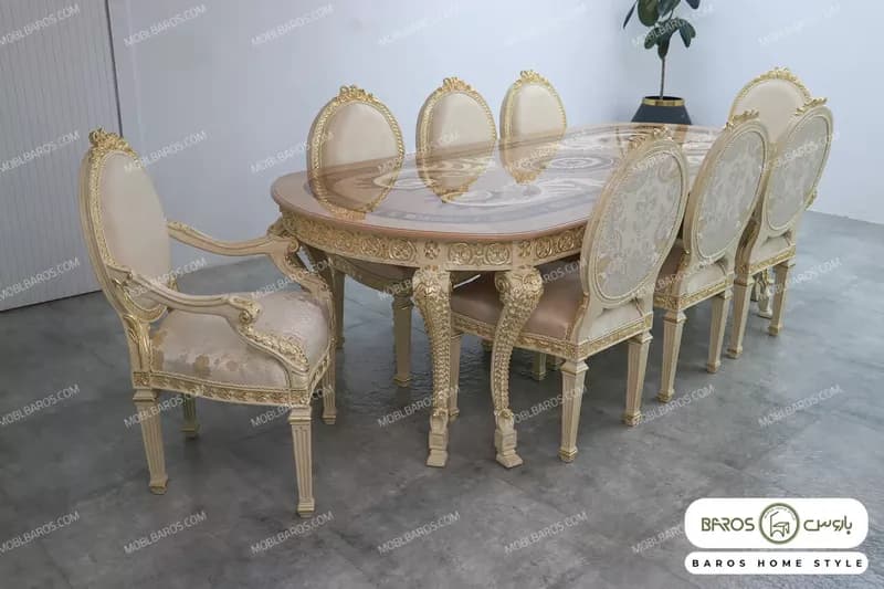 میز ناهارخوری سلطنتی الینا با صفحه معرق — تصویر ۵