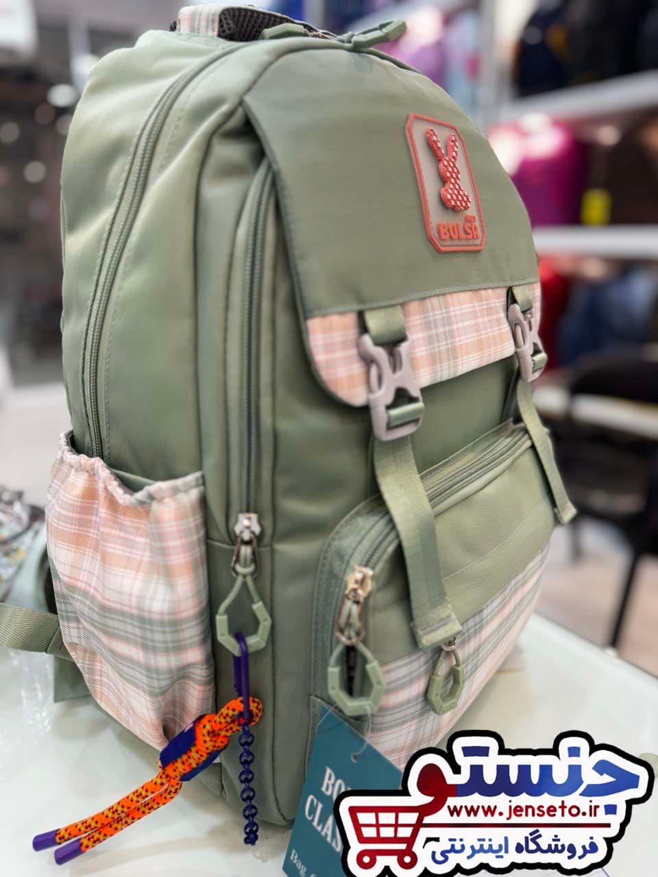 کوله پشتی دخترانه و پسرانه فانتزی اسپرت چهارخانه ای خارجی bolsa (کیف مدرسه) کد 897 — تصویر ۲