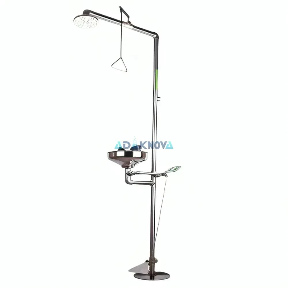 دوش و چشم شوی اضطراری استیل کامل سه کنترله با پدال دستی و پایی اهرم دوش هوایی – با مجموعه لوازم جانبی بهسان — تصویر ۲