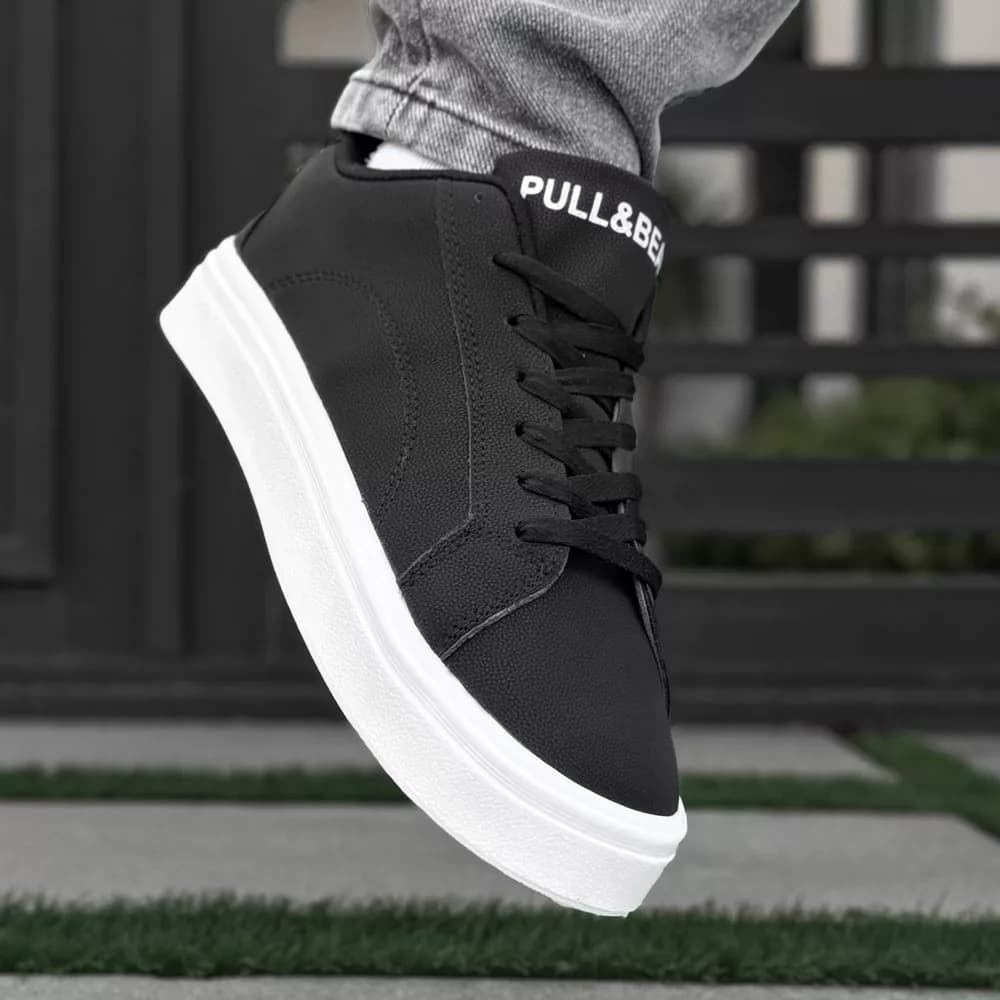 کتانی مردانه ونس PULL&amp;BEAR مشکی کد 30752 — تصویر ۵