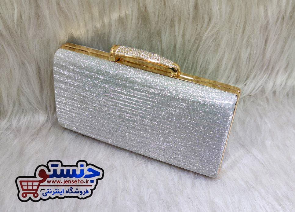 کیف دهلنه فلزی زنانه مجلسی pasporti لمه ترک نقره ای کد 1200