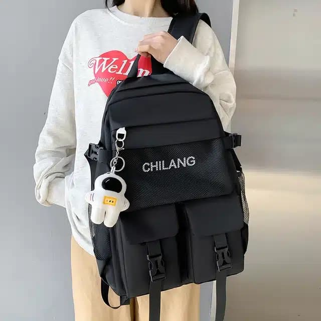 کوله پشتی فانتزی دو قفل با فضانورد دار خارجی وارداتی chilang (کیف مدرسه دخترانه و پسرانه) کد 9556 — تصویر ۵