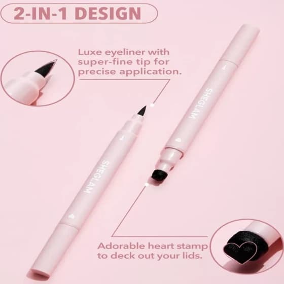 خط چشم ماژیکی ۲ در ۱ با استامپ قلبی شیگلم (Heart Eyes 2-In-1 Stamp Eyeliner Sheglam) — تصویر ۲