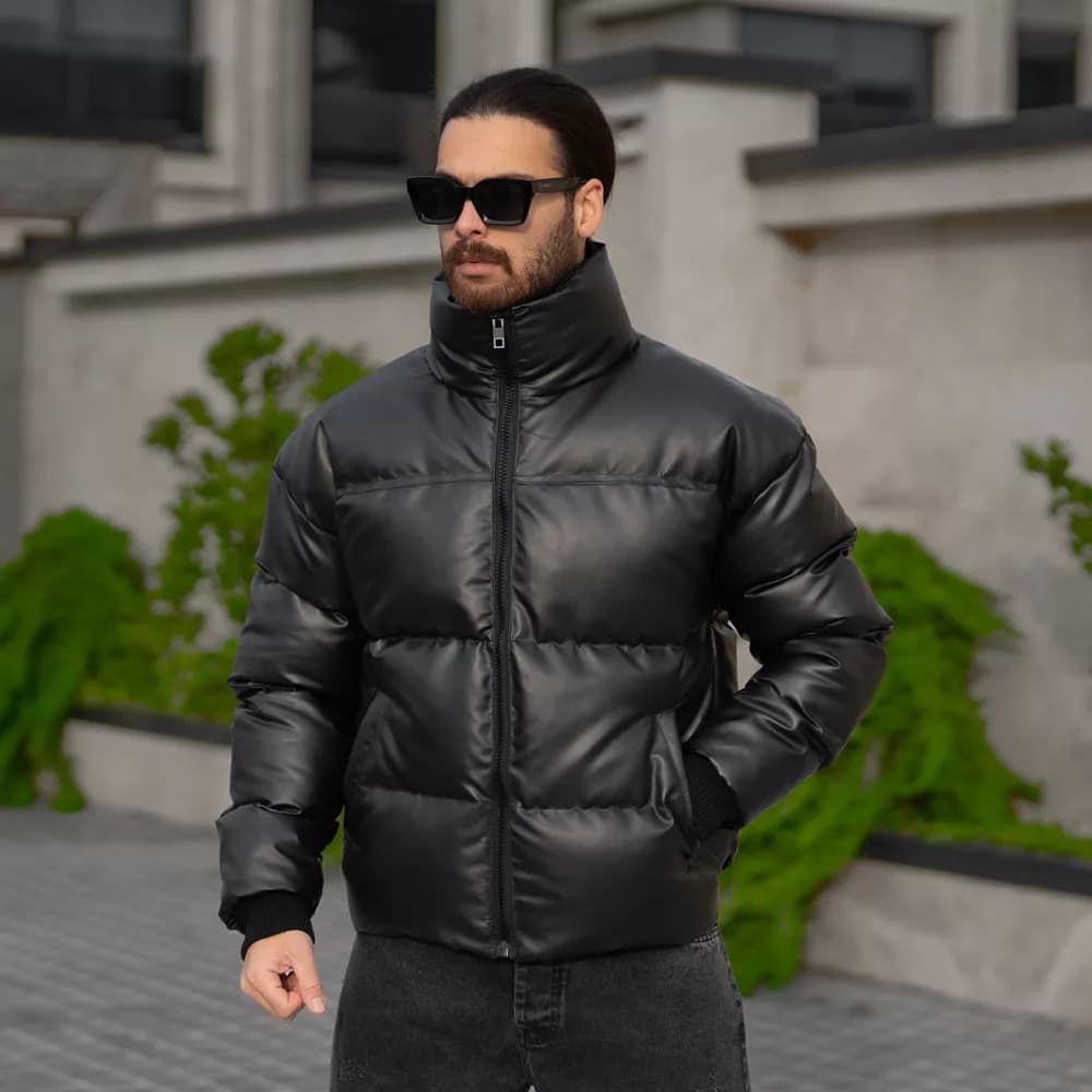 کاپشن مردانه باکسی چرم کد 28552