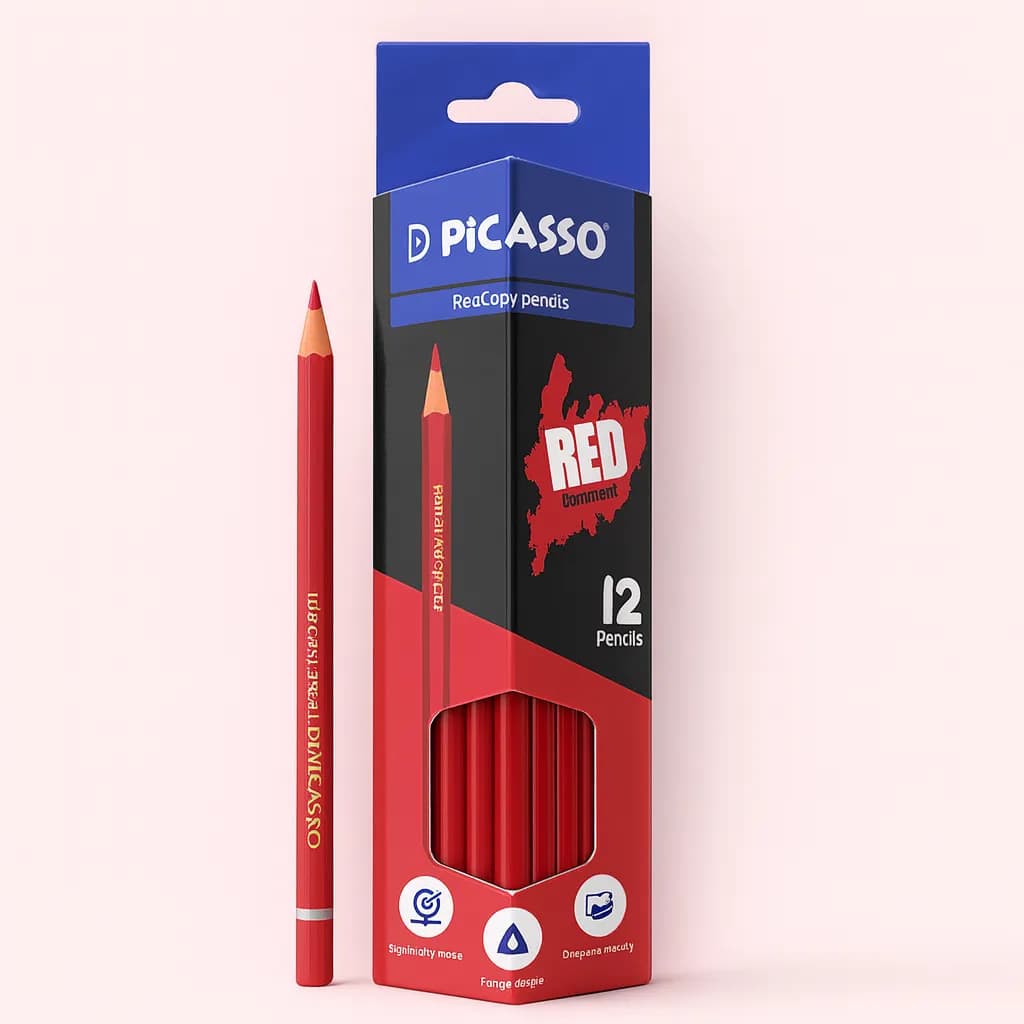 مداد قرمز پیکاسو مدل Red Copy Pencil بدنه مثلثی — تصویر ۲