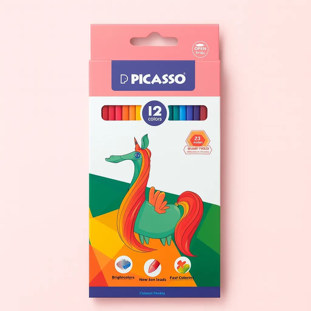 مداد رنگی ۱۲ رنگ Picasso مدل Bright Colors — تصویر ۴