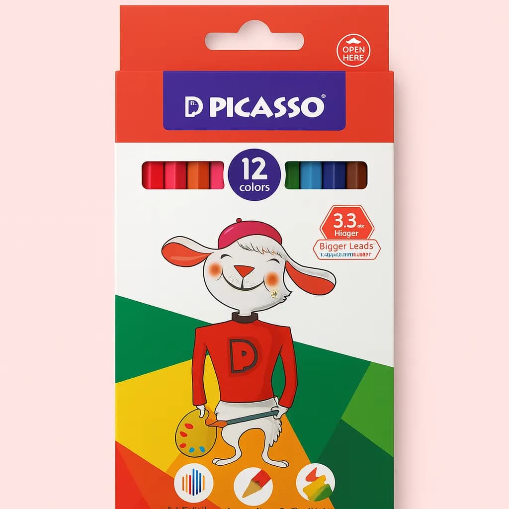 مداد رنگی ۱۲ رنگ Picasso مدل Bright Colors — تصویر ۲