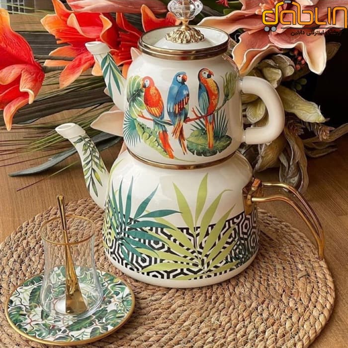 کتری قوری لعابی میس بتی طرح طوطی — تصویر ۴