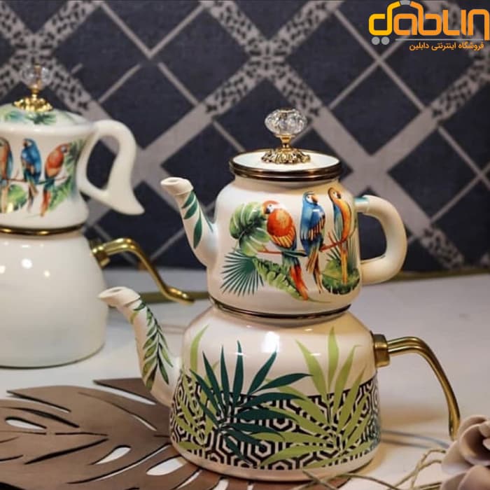 کتری قوری لعابی میس بتی طرح طوطی — تصویر ۳