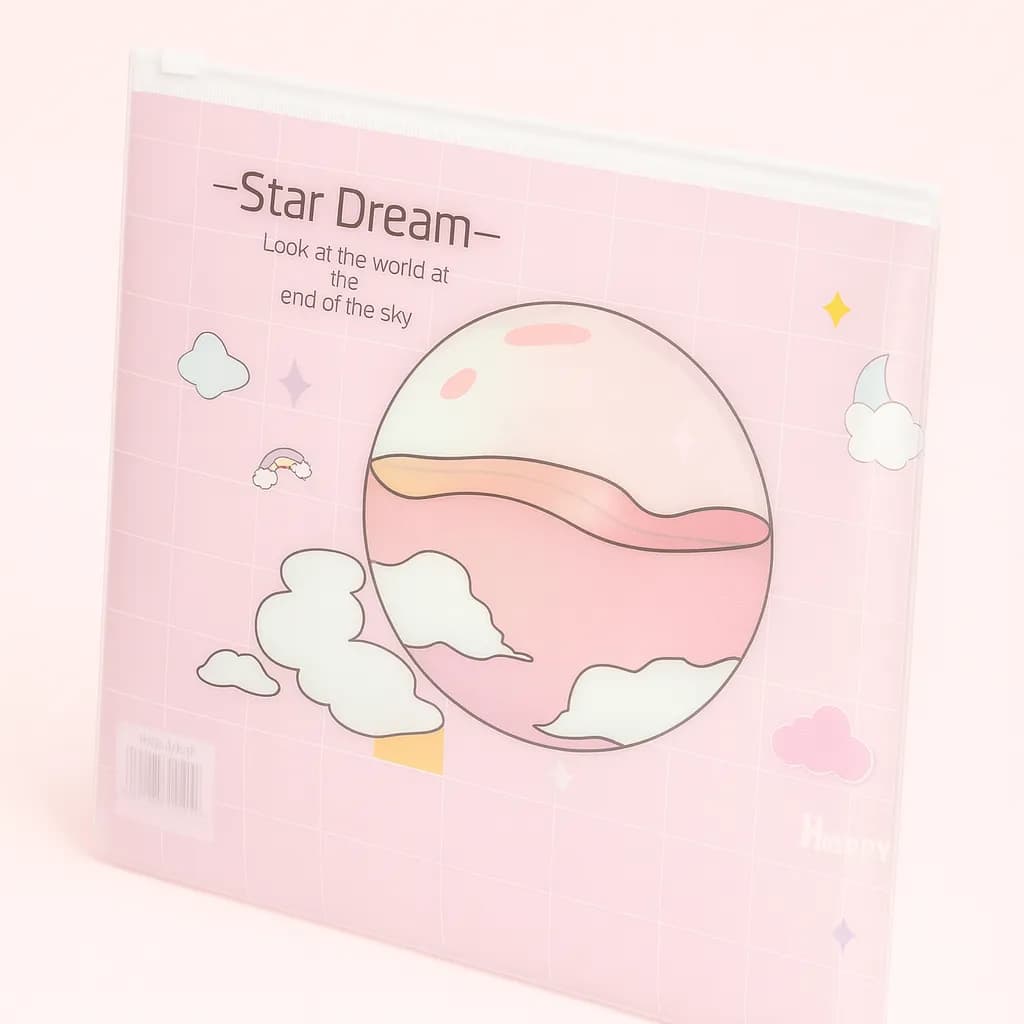 کیف مدارک زیپ‌دار A4 طرح Star Dream (۴ طرح پاستلی) — تصویر ۳