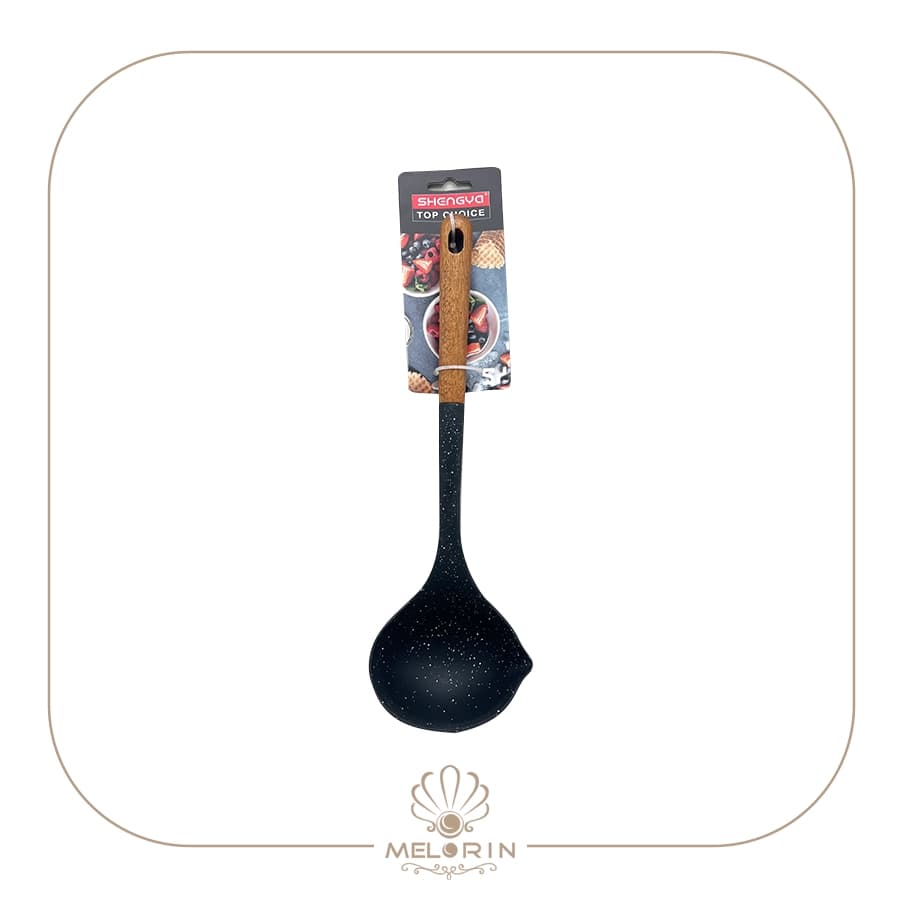 ملاقه روغن سیلیکونی دسته چوبی