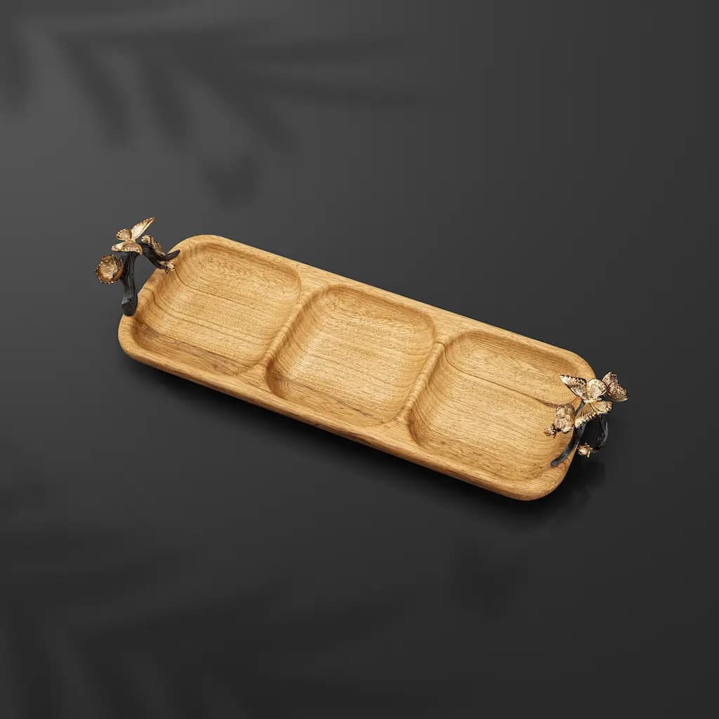 اردو خوری 3 خانه گلدکیش مدل باترفلای سایز butterfly wood Goldkish — تصویر ۲