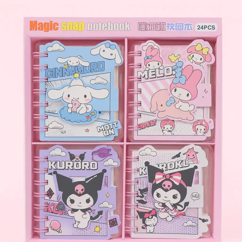 دفترچه فنری فانتزی طرح Cinnamoroll، My Melody، Kuromi دخترانه