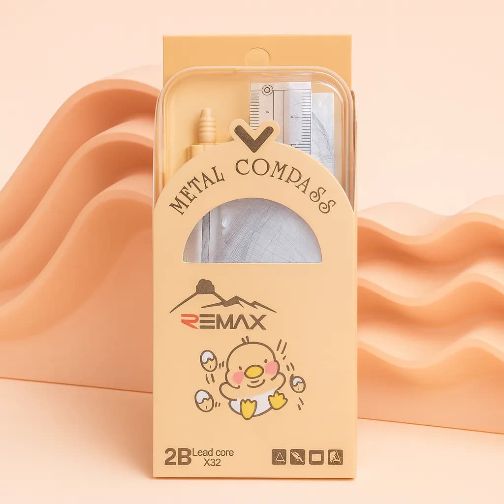 ست پرگار فلزی REMAX به همراه خطکش و مغزی ۲B — تصویر ۲
