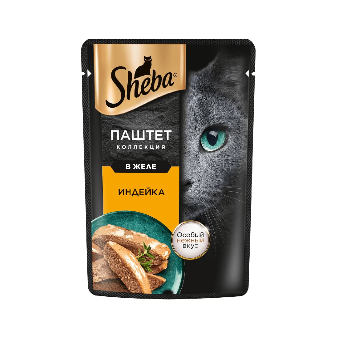 پوچ گربه پته شبا با طعم بوقلمون در ژله_Sheba pate collection