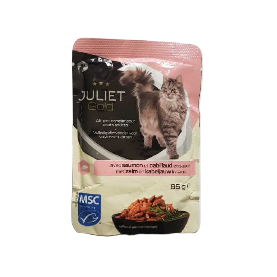 پوچ گربه ژولیت با طعم سالمون و کاد در سس_Juliet cat pouch with salmon and cod in sauce